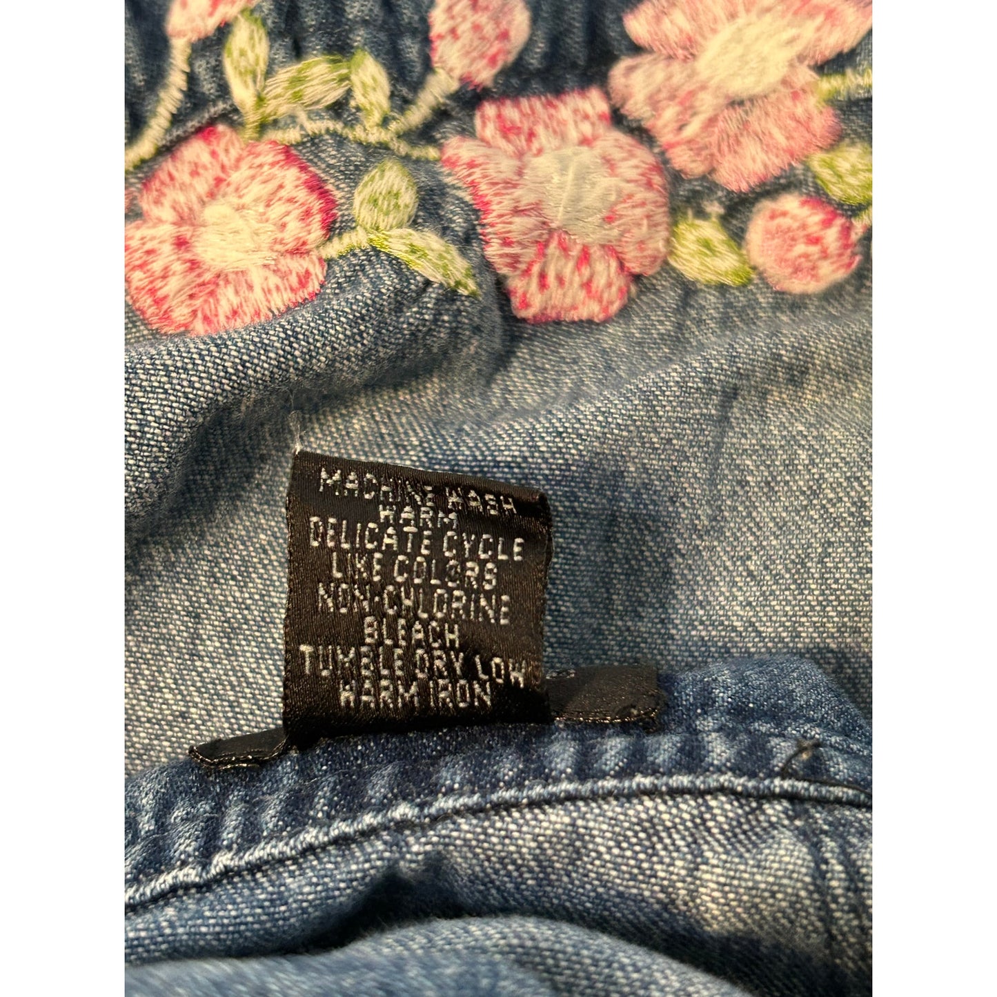 Agapo Denim Pink Flower Overalls Size S 100% Cotton
