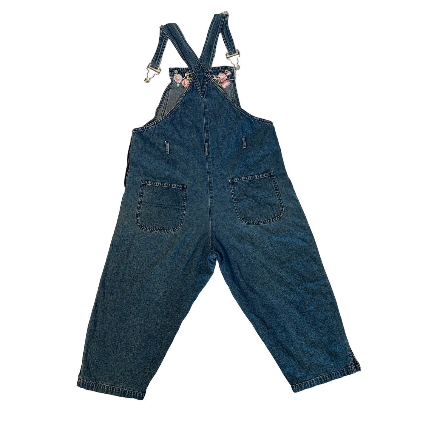 Agapo Denim Pink Flower Overalls Size S 100% Cotton