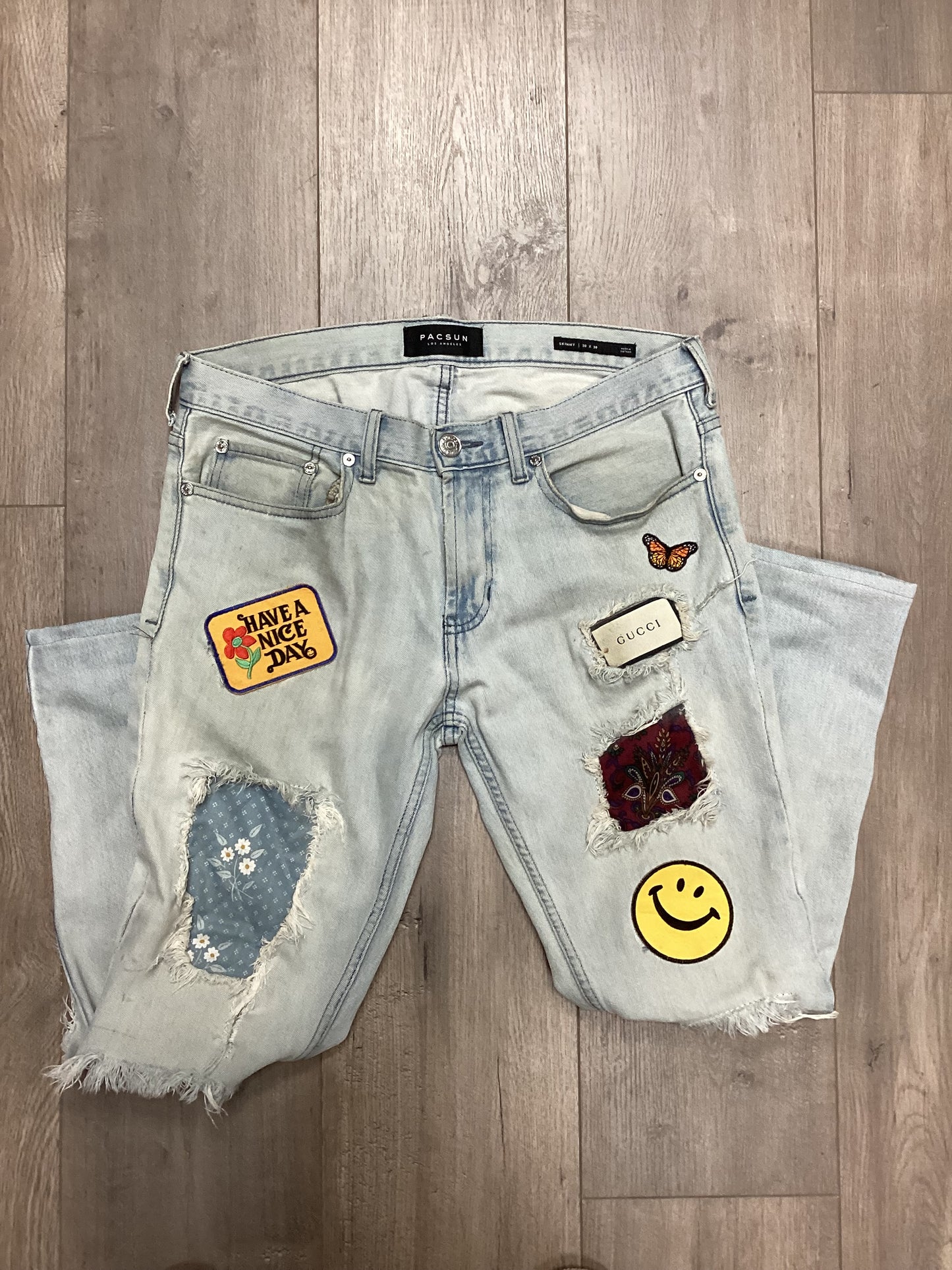 Custom patchwork jeans