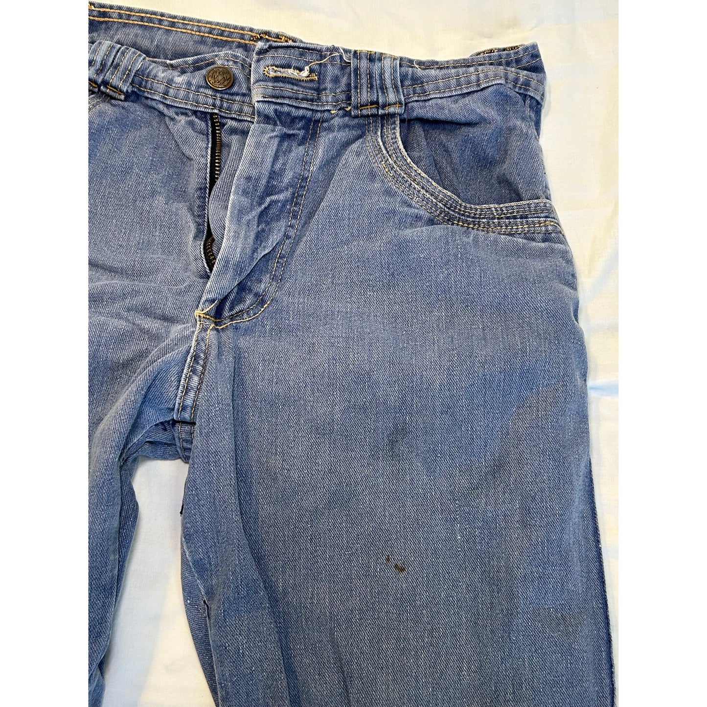 Vintage Cotler Great American Flare Jeans - Classic Blue with Bold Yellow Stitching, Women's Size 6