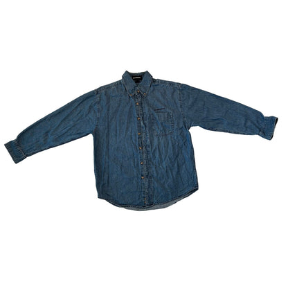 Denim Boeing Mens Button Up Long Sleeve Shirt Size S